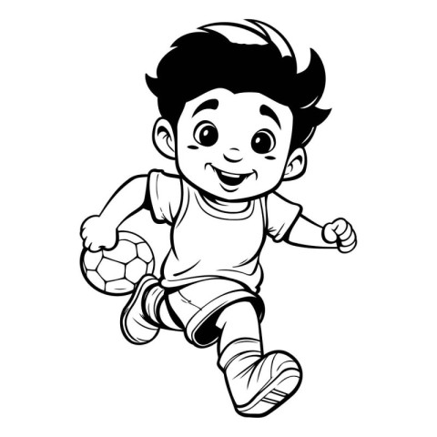 Vector illustration of a boy playing soccer isolated on a white