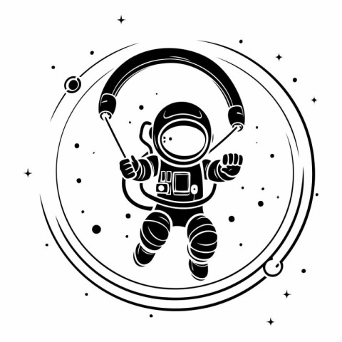 astronaut in space with parachute and helmet vector illustration