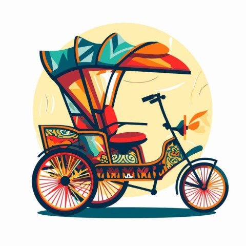 Rickshaw vector illustration. Tuk-tuk transport.