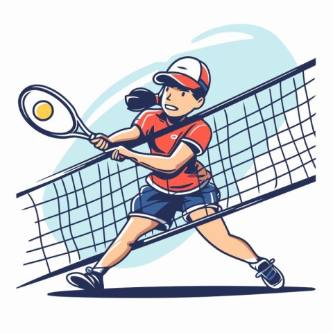 Tennis player. Vector illustration of a tennis player in action.