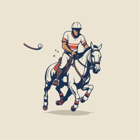 Horse riding. jockey on the horse. vector illustration.