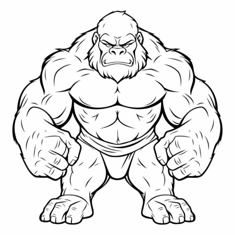 Gorilla Fitness Cartoon Mascot. Vector illustration ready for vi