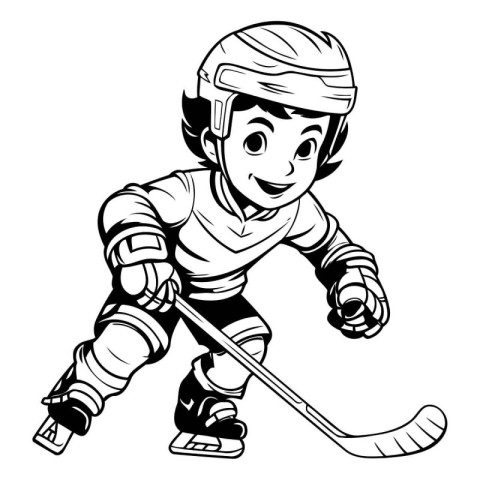 Ice hockey player. Vector illustration of a cartoon ice hockey p