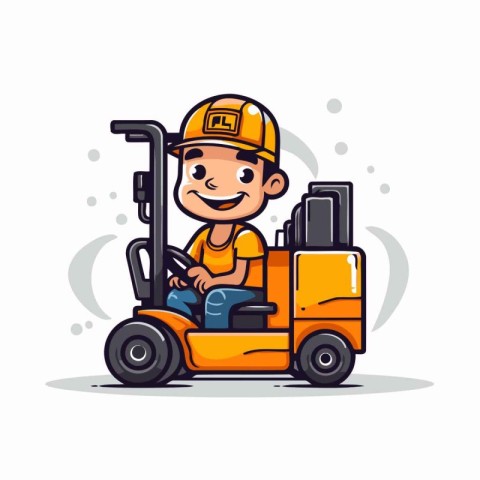 Forklift driver. Cute vector illustration in cartoon style.