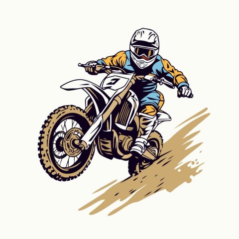 Motocross rider. vector illustration of a motorcyclist on a moto