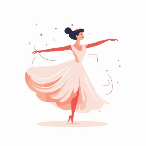 Beautiful ballerina in a white dress dancing vector Illustration