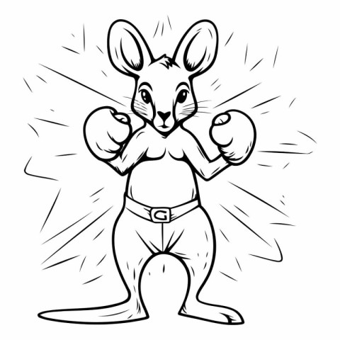 Cartoon kangaroo with boxing gloves. Vector illustration ready f