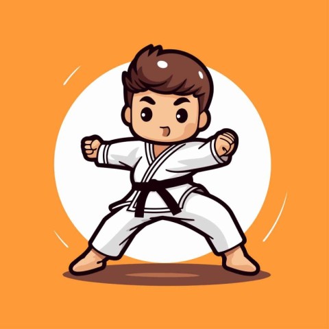 Karate boy cartoon vector illustration. Cartoon karate boy vecto