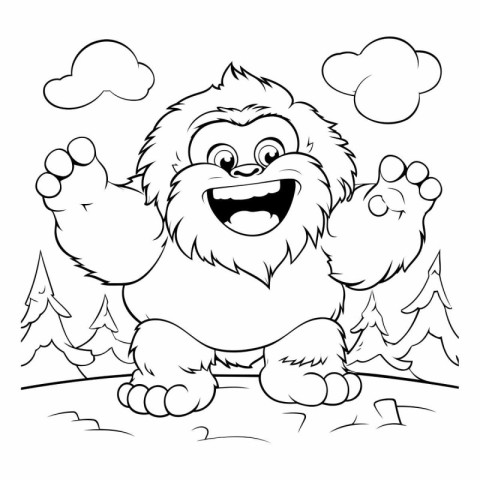 Black and White Cartoon Illustration of Funny Lion Comic Animal