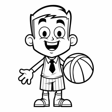 Boy Basketball Player - A cartoon illustration of a boy basketba