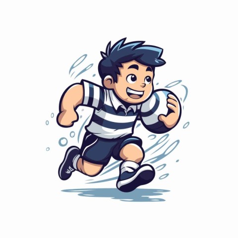 Soccer player running with ball. Vector illustration isolated on