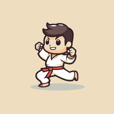 Taekwondo Cartoon Mascot Character Vector Illustration Design