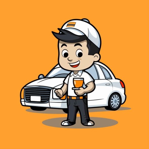 Taxi Driver - Cartoon Mascot Character Illustration. Vector