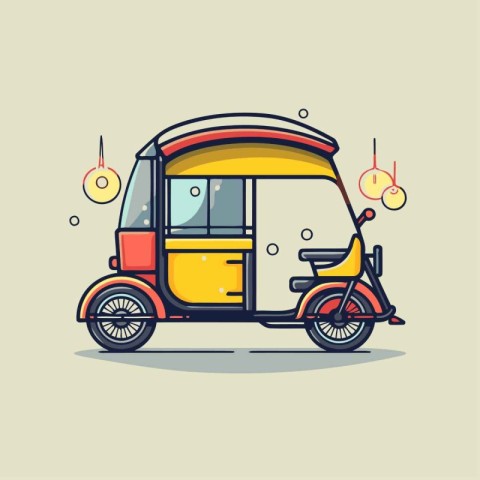 Rickshaw icon. Vector illustration in flat design style. Motorcy