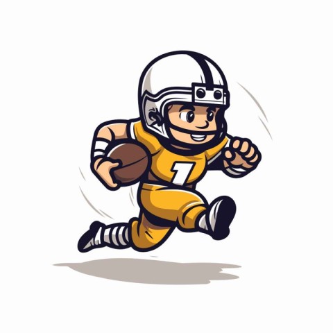 American football player running with ball. vector illustration.