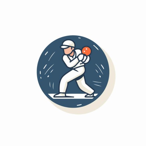 Cricket player icon. Vector illustration in flat style on white