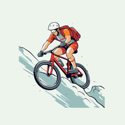 Mountain biker. vector illustration. Mountain biker on a steep s