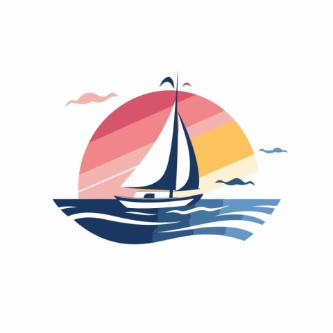 Sailing boat logo template. Vector illustration of a sailboat.