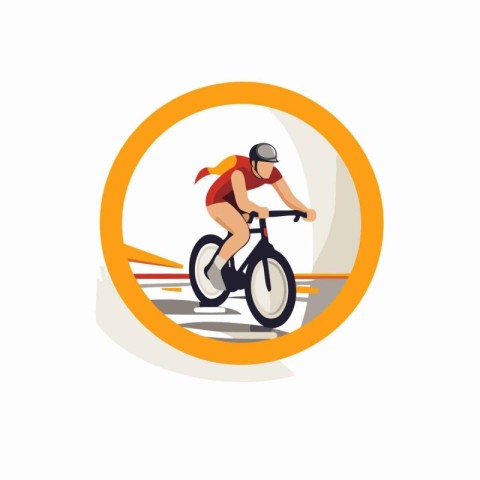 Cyclist round icon. Vector illustration in flat cartoon style.