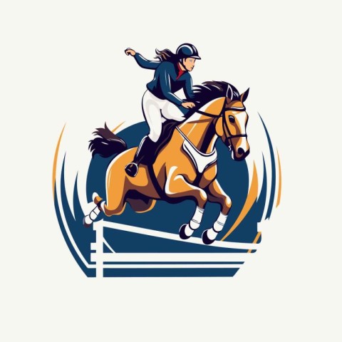 Jockey riding a horse. jockey on the horse. vector illustration