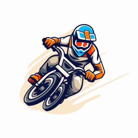 Motocross Mascot. Vector illustration of a motocross rider on a