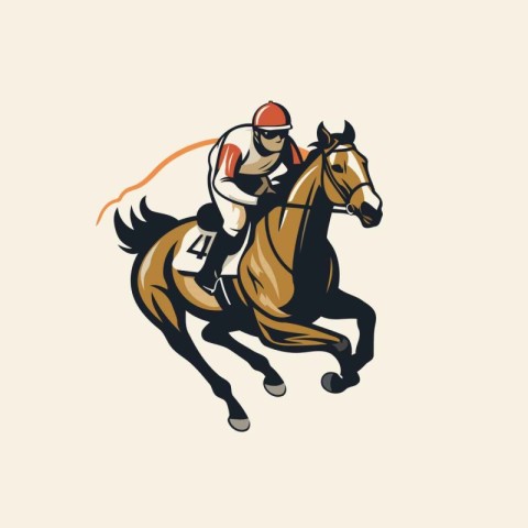 Horse jockey riding on racecourse. vector illustration. eps 10