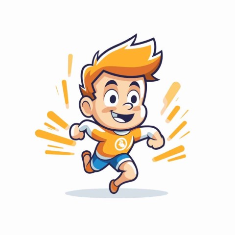 Cartoon soccer player running with a ball in his hand. Vector il