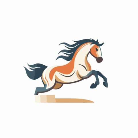 Horse jumping on a white background. Vector illustration in flat