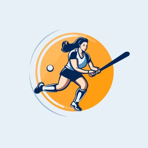 Baseball player with bat and ball in action. Vector illustration