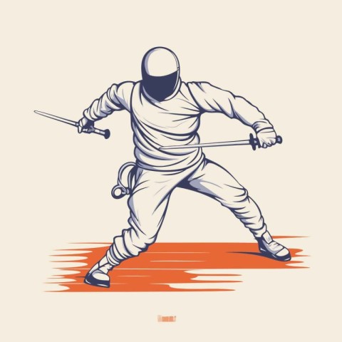 Fencing sport graphic vector. Modern style illustration of a fig