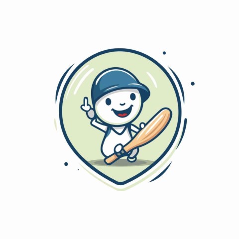 Cricket player holding a bat and ball in his hand. Vector illust