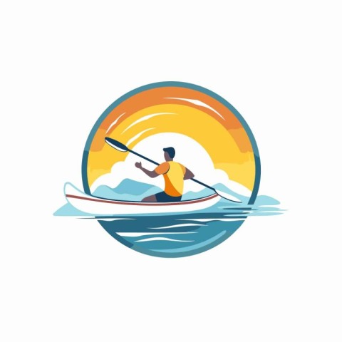 Kayaking vector logo design template. Canoeing and kayaking icon