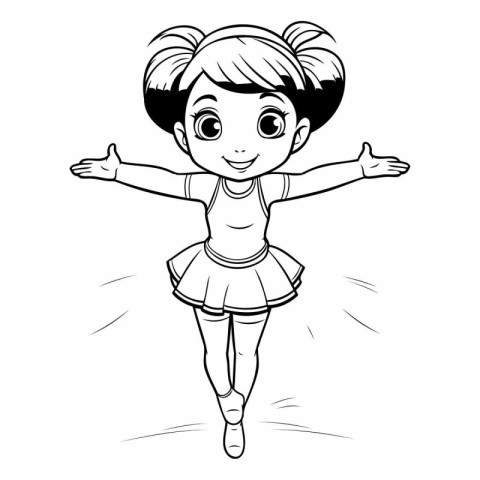 Cute little girl ballerina in a tutu. Vector illustration