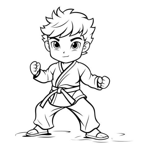 Karate Boy Cartoon Mascot Character Vector Illustration Graphic