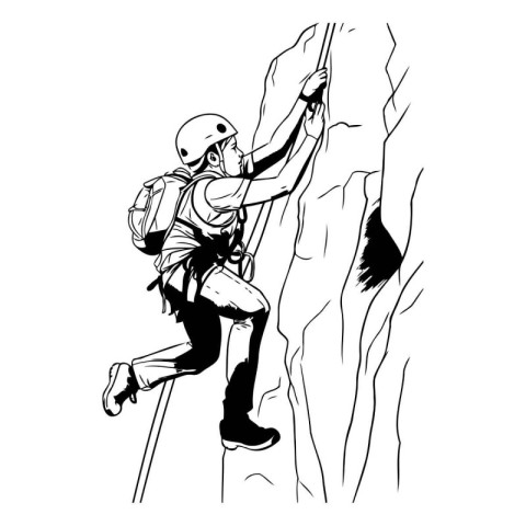 Climber. Vector illustration of a man climbing a rock.