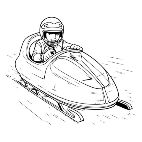 Vector illustration of a black and white sketch of a man riding