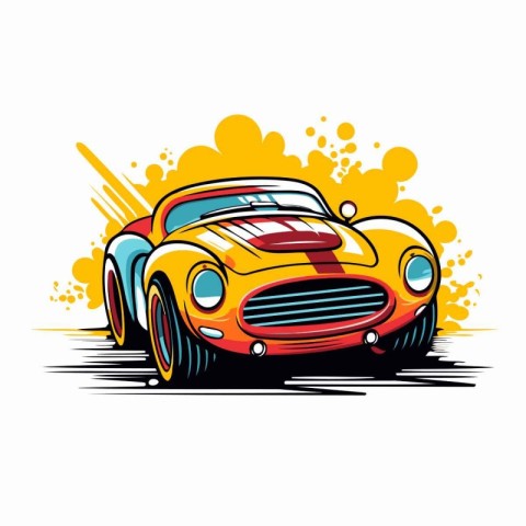 Vintage sports car on a grunge background. Vector illustration.