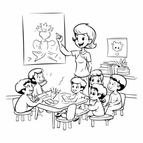 Coloring book for children. Black and white vector illustration