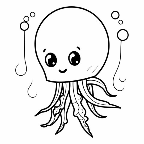 Coloring book for children: funny jellyfish. Vector illustration