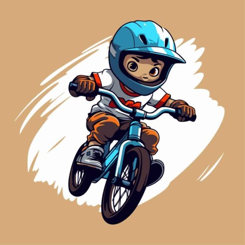 Vector illustration of a little boy on a motocross bike.