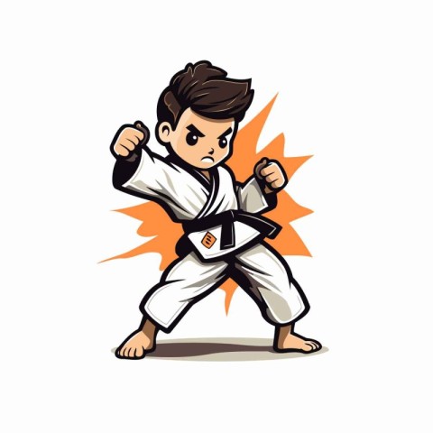 Taekwondo fighter in kimono. Vector illustration.