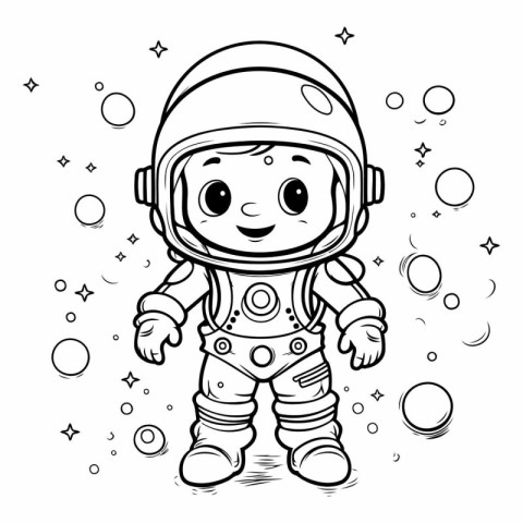 Cute cartoon astronaut in space suit. Vector illustration for co