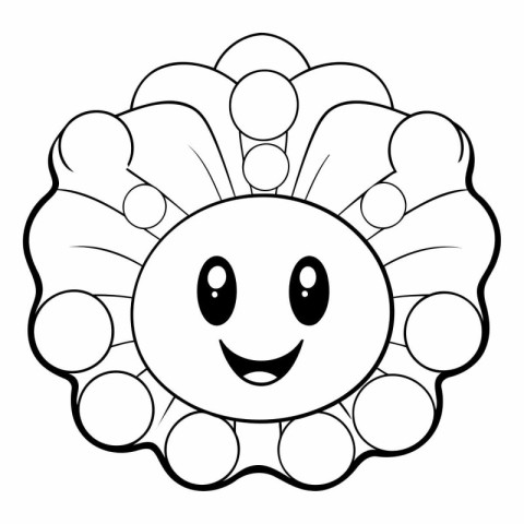 Illustration of a Cute Flower Mascot - Coloring Book