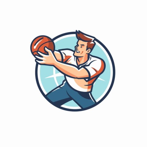 Illustration of a rugby player throwing ball viewed from front s