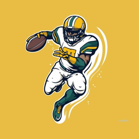 American football player running with ball. isolated vector illu