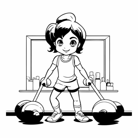 cute little girl lifting weights avatar cartoon character black