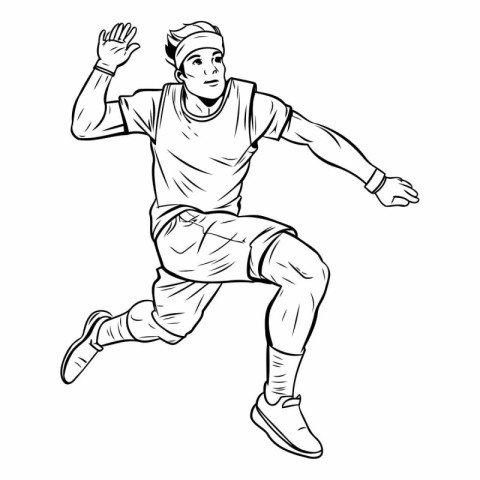 Man in sportswear running. sketch for your design. Vector illust