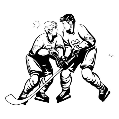 Ice hockey players on ice. Vector illustration ready for vinyl c