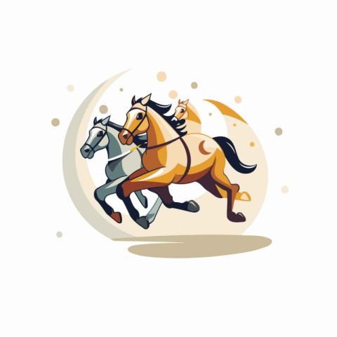 Horse riding on the moon. Vector illustration in cartoon style.