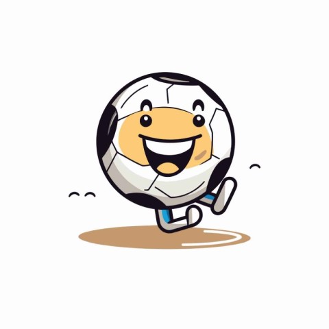 Cartoon soccer ball character. Vector illustration. Isolated on